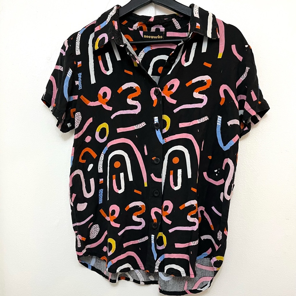 Nooworks short sleeve button down top